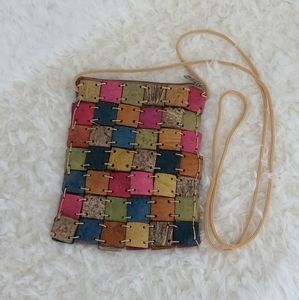 Coconut Shell Colorful Petite Boho Festival Crossbody Bag 8” x 6”